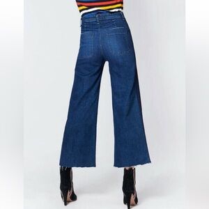 Veronica Beard Ali 12" Gaucho Cropped Wide Flared Jean Tuxedo Side Stripe